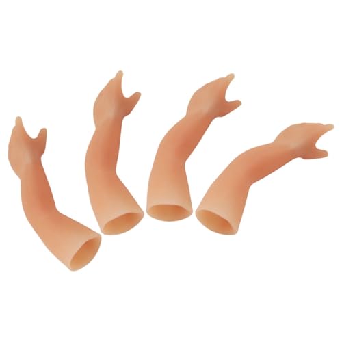 DECHOUS 4 Stück Halloween-Requisite Mini LED Hände Kind Buster Finger kleine Hand Trick Requisiten für die Party Partygeschenk Hand für Halloween gefälschte Hand Kieselgel Khaki von DECHOUS