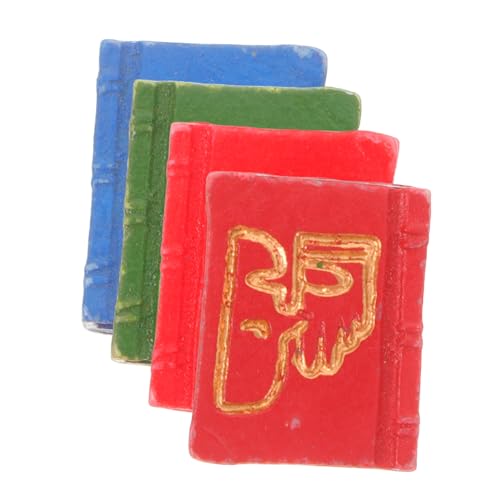 DECHOUS 4 Stück Mini -Buch Ornamente Miniatur-displayregal-buchmodell Miniaturbücher Zum Basteln Miniatur-notizbuch Puppenstubenbücher Miniaturen Puppenhaus Bücher Kleine Bücher Harz von DECHOUS