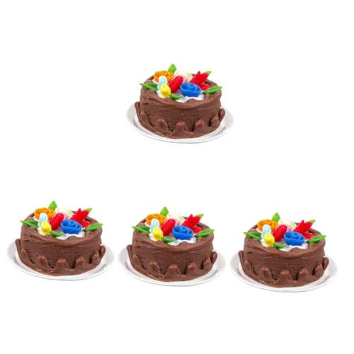DECHOUS 4 Stück Mini-Cupcakes Puppenhaus Spiel Essen Kuchen-Display-Modell Künstliche Dessertdekoration Künstliche Lebensmittel-Requisiten Mini-Kuchen Harz Hochzeit Gefälschtes Essen von DECHOUS
