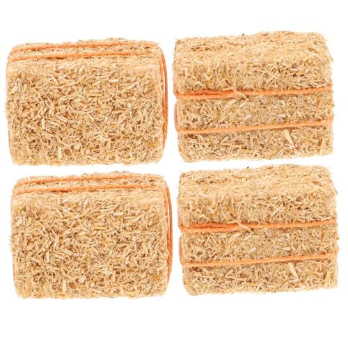DECHOUS 4 Stück Mini House Decor Heuballen Dekorieren Strohballen Zum Dekorieren Kleine Heuballendekoration Für Den Tisch Winzig Für Dekoration Mini -größe Heuballen Gras Beige von DECHOUS