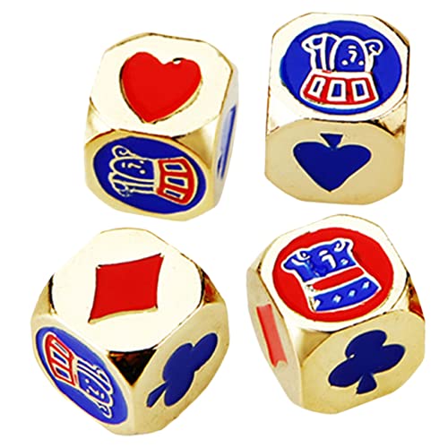 DECHOUS 4 Stück Poker Legacy brettspiel goldhochzeit Tischspiele Zubehör bastelzeug Party Decoration Zubehör für Würfelspiele Bastelwürfel selber Machen Retro- Metall von DECHOUS