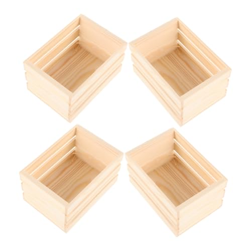 DECHOUS 4 Stück Puppenhaus-aufbewahrungskorb Miniaturkisten Küchenzubehör Für Puppenstuben Miniatur-Dinge Miniaturlager Miniatur-puppenhauszubehör Mini Möbel Minikisten Holz Beige von DECHOUS