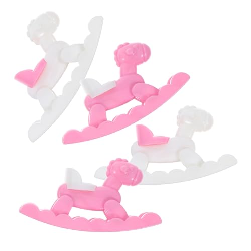 DECHOUS 4 Stück Puppenhaus-trojaner Schaukeln Creme Mini Puppenhausdekor Puppenhaus-pferdestuhl Puppenhaus-schaukelpferd Puppenhaus-Modell Puppe Schaukelpferd Weiß Abs von DECHOUS