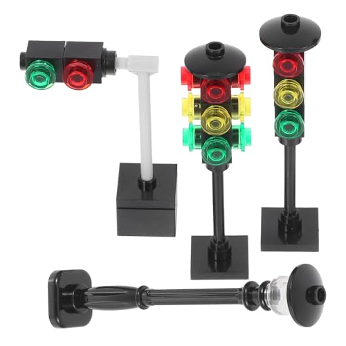 DECHOUS 4 Stück Signallichtschild- Lampe Landschaftsampeldekoration Rotes, Grünes, Gelbes Signallicht Ampel-modellspielzeug Ampel Für Kinderspielset Verkehr Vorschulkind Black Abs von DECHOUS