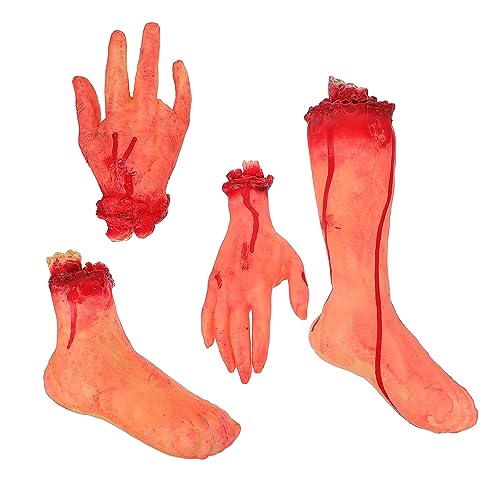 DECHOUS 4 Stück Simulation Abgetrennter Gliedmaßen Halloween Dekorationen Körperpflanzen Hausschuhe Requisiten Halloween Menschliche Gliedmaßen Halloween Halloween von DECHOUS