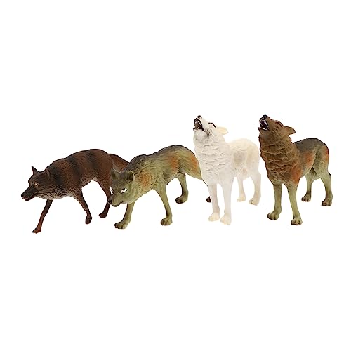 DECHOUS 4 Stück Simulation Grauer Wolf für kinderspielzeug Educational Toys Plastiktiere Toys for pädagogisches Wolfsspielzeug Wolfsmodell Plastikmodell PVC von DECHOUS