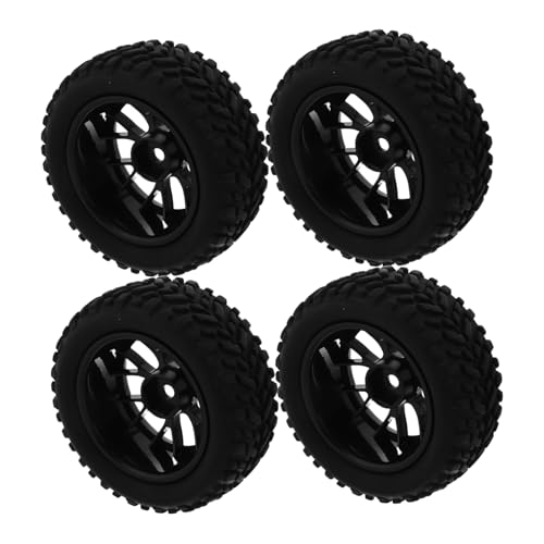 DECHOUS 4 Stück Spielzeugautoreifen RC Auto Reifen Reifen Rad und Reifen RC Auto Zubehörteile Spielzeugfahrzeug Reifen RC -Autoreifen mit Hubs RC-Autoräder RC-Rad Plastik Black von DECHOUS