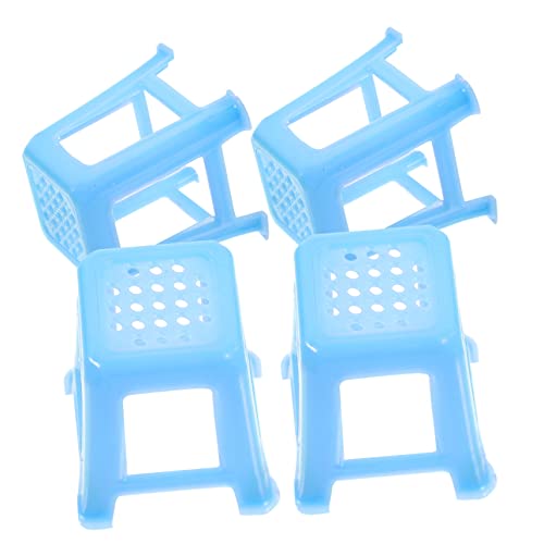 DECHOUS 4 Stück Stuhlminiatur kunststoffstühle plastikstuhl Miniaturstühle für Bastler Dekoration für Miniaturhäuser Miniaturstuhl- Minihocker zum Basteln Mini-Hocker-Modell Blue von DECHOUS