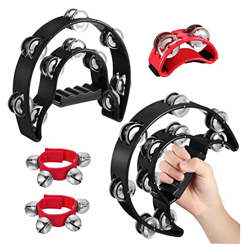 DECHOUS 4 Stück Teiliges Musikspielzeug mit Fuß Tamburin Doppelreihiger Handtrommel Ergonomischen Handgelenkglöckchen Rot Schwarz Pädagogisches Instrument für Rhythmus und Hörtraining bei DECHOUS 4 Stück Teiliges Musikspielzeug mit Fuß Tamburin Doppelreihiger Handtrommel Ergonomischen Handgelenkglöckchen Rot Schwarz Pädagogisches Instrument für Rhythmus und Hörtraining bei von DECHOUS