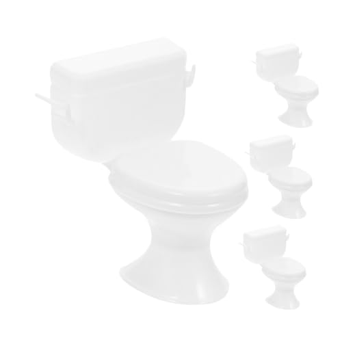 DECHOUS 4 Stück Teiliges Toiletten Kuchen Dekoration Weiß Miniatur Puppenhaus Zubehör Badezimmer Party Favor Kuchen Topper für Junggesellenabschied und Einzigartige Designs von DECHOUS