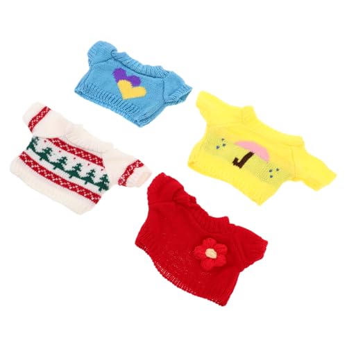 DECHOUS 4-teilige Bärenkleidung: 30 cm Puppenpullover – Weihnachtsbaum-Regenschirm-blumenherz-Muster – Kuscheltierkleidung – Für Plüschspielzeug, DIY-mädchen-geburtstagszubehör von DECHOUS