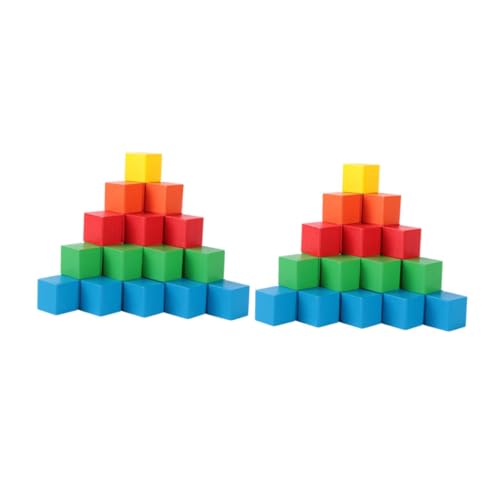 DECHOUS 40 Stück Teiliges Bunter Holzbausteine Würfel Pädagogisches Kinderspielzeug Kreativität Vorstellungskraft und Motorischen Fähigkeiten Robust und von DECHOUS