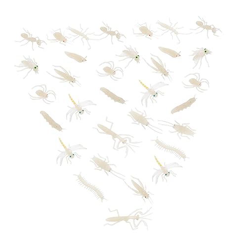DECHOUS 48 Stück Simulation Insektenmodell Insekten Kniffliges Simulationsspielzeug Halloween Leuchtende Spielzeuge Gefälschte Insekten Gefälschte Kinderinsekten PVC von DECHOUS