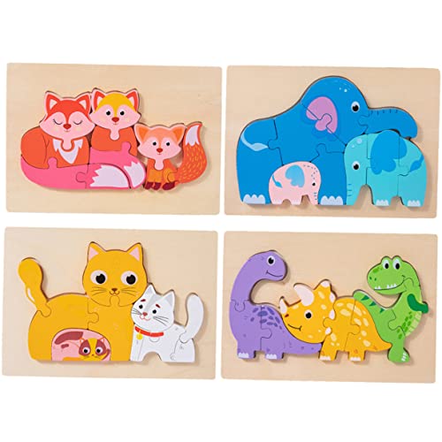 DECHOUS 4Sätze Tierpuzzle Aus Holz Für Interaktive Kognitive Spielzeuge Mit Dinosaurier Wal Und Fördert Die Entwicklung Von Fähigkeiten Tiererkennung von DECHOUS