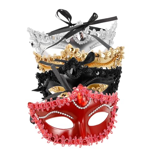 DECHOUS 4Stücke Maskerade Masken Halbgesichtsmaske Für Kostümparty Bühnenmasken Für Fasching Und Karneval von DECHOUS