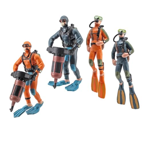 DECHOUS 4Stücke Taucher Figuren Für Aquarien Realistische Unterwasser Dekoration Aquariumzubehör Taucher Statuen Für Sand Und Tischlandschaften Zufällige Farben von DECHOUS