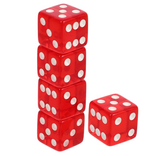 DECHOUS 5 Stück Großes Würfelsieb 6 Seiten Spiel Transparente Würfelspiel Tischspielwürfel Klare Partywürfel Partygeschenk Tragbare Spieleprop Rot Acryl von DECHOUS