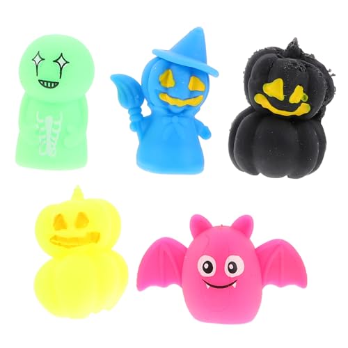 DECHOUS 5 Stück Halloween Fingerpuppen aus Weichem TPR Material Bunte Hexe Fledermaus Motive Leicht Flexibel Pädagogisches Partyspielzeug für Erwachsene Fördert Kreativität und von DECHOUS