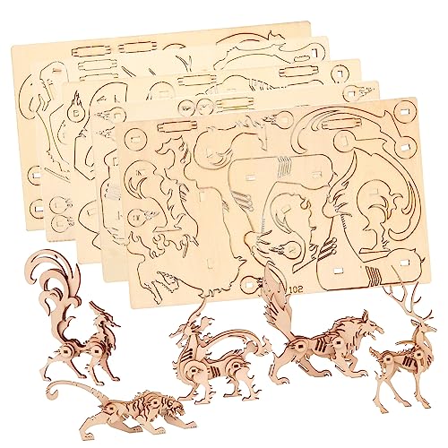 DECHOUS 5 Stück Holzpuzzle Tiere Bausteine Kleinkindspielzeug Bastelt EIN 3D-Puzzle Spiele Hund Rätsel Puzzlematte 3D-Puzzles Für Erwachsene Tiere DIY Montage 3D-Tiere-Puzzle-kit Hölzern von DECHOUS
