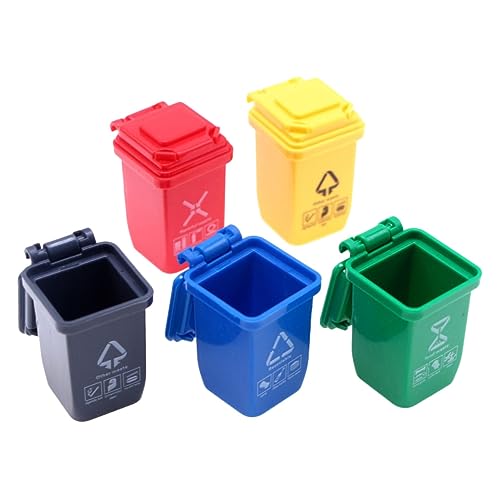 DECHOUS 5 Stück Mini Hausbedarf Mülleimer Mit Deckel Sandtisch Mülleimer Miniatur Mülleimer Mülleimer Puppenhaus Mülleimer Mülleimer Figur Mülltonnen Puppenhaus Ornament von DECHOUS