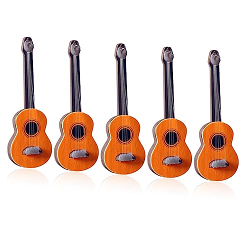 DECHOUS 5 Stück Mini Möbelmodell Miniatur Mini Gitarrenmodell Puppenhauszubehör Mini Musikinstrument Gitarre Desktop Ornament Puppenhaus Mini Gitarrenmodelle Mini Gitarrenstatue von DECHOUS