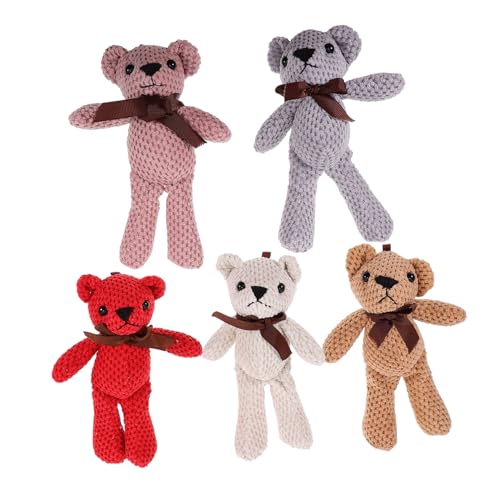 DECHOUS 5 Stück Plüschspielzeugpuppe Kuscheltier süßer Kleiner Bär Plüschbärenspielzeug Stofftierpuppe Babygeschenk kinderspielzeug spielzeuge Tiere tragen schmuck Entzückender Plüschbär von DECHOUS