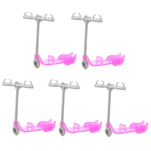 DECHOUS 5 Stück Puppenhaus-Riemenscheibe Roller Tretroller Mini-Scooter puppenstubenmöbel Fahrzeug Puppenspielhausdekorationen Simulierter Puppenroller Plastik von DECHOUS