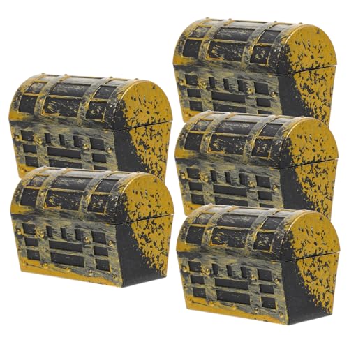 DECHOUS 5 Stück Schatztruhe Miniatur Dekorationen für Mädchen klein Brust Spielzeugaufbewahrung wohnaccessoires bastelmaterial dollhaus Mini-Hausverzierung Puppenhaus Miniaturen Abs Golden von DECHOUS