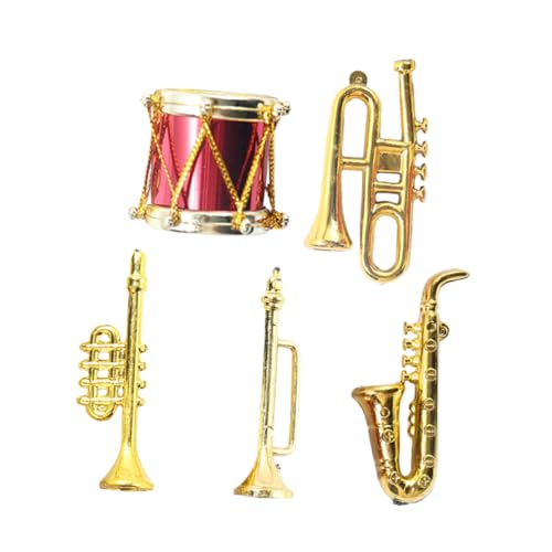 DECHOUS 5 Stück Simuliertes Musikinstrument Puppenhaus Musikinstrument Musikinstrumente Musikdekor Kleine Hausdekore Mini Hausdekore Mini Hausornamente Kinderspielzeug Goldener von DECHOUS