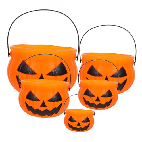 DECHOUS 5 Stück Süßigkeiten-eimer in Kürbisform, Halloween-kürbis-eimer, Halloween-snack-halter, Mitbringsel DECHOUS 5 Stück Süßigkeiten-eimer in Kürbisform, Halloween-kürbis-eimer, Halloween-snack-halter, Mitbringsel von DECHOUS