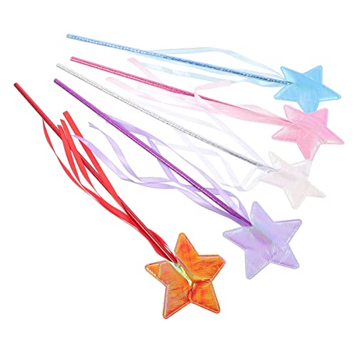DECHOUS 5 Stück Zauberstab Feenstab hoch Prinzessinnenparty für Mädchen Kleinkind halloweenkostüme für verkleidung Sternenfee Zauberstab Cosplay gefallen ab Tuch von DECHOUS