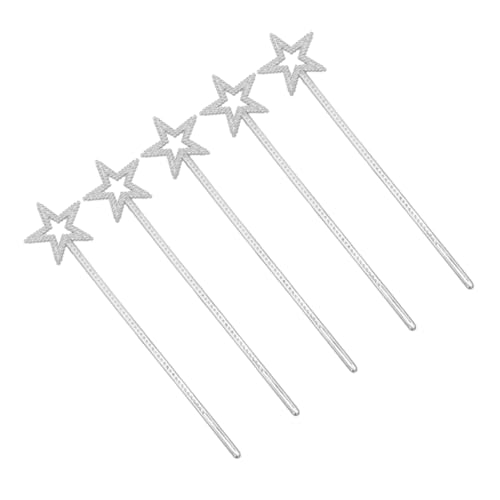 DECHOUS 5 Stück Zauberstab Kinderkleider kinderkleidung mitgebsel Kindergeburtstag Party Dekoration Toys funkeln Neon Zauberstäbe für Mädchen Holzhandwerk für Plastik Silver von DECHOUS