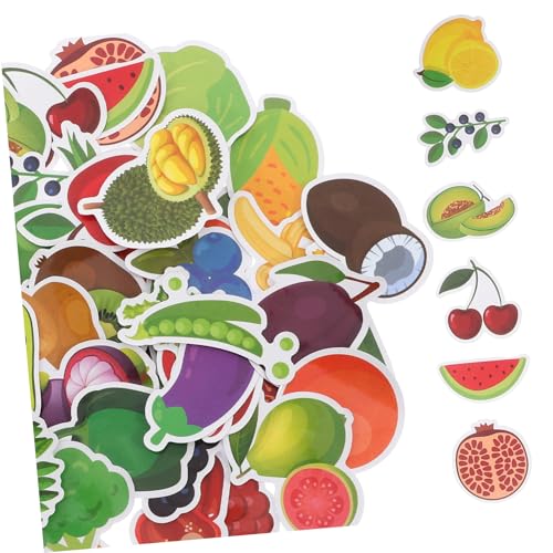 DECHOUS 50 Stück Cartoon Obst Und Gemüseaufkleber Mini Lebensmittel Cartoon Obstaufkleber Lebensmittelaufkleber Obst Und Gemüseaufkleber Kinderspiel Klassenzimmer Ausschnitte Für von DECHOUS