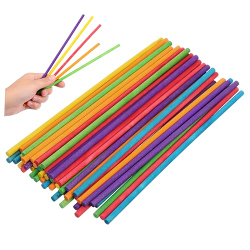 DECHOUS 50 Stück Holz Musikstäbe Glockenspiele Rhythmusstäbe Rhythm Sticks Shaker Tamburin Elektrische Trommel Sistrum Musikinstrument Rhythmusstäbe Gerippte Trommelstöcke von DECHOUS