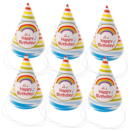 DECHOUS 50 Stück Regenbogen Papier Hüte Leichte Geburtstagskegel Hüte Strapazierfähige Partyhüte Universelle für Erwachsene als Geburtstagsfeier Dekoration und Party Accessoire von DECHOUS