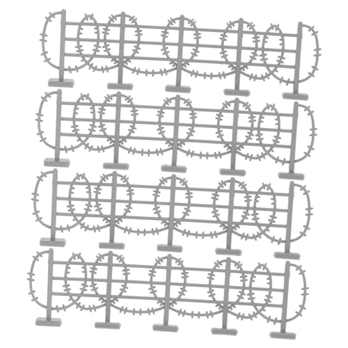 DECHOUS 50 Stück Teiliges Miniatur drahtzaun Silberner Metallzaun mit Realistischem Design Präzise Gefertigt für Detailreiche Armee szenen als Spielzeugzaun und Dekoration für Sammler von DECHOUS