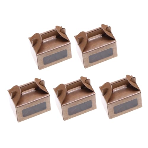 DECHOUS 5er-Packung Mini -kuchenbox Deko Miniatur -szenenzubehör Miniaturmodelle Miniaturszenenmodelle Mini- -Requisiten Miniaturboxen Für Mini House Prop Papier Light Brown von DECHOUS