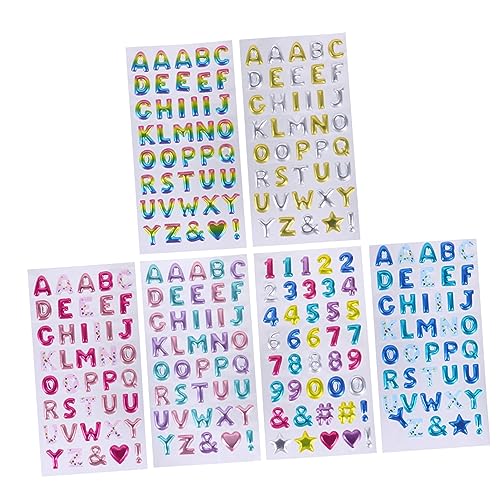 DECHOUS 6 Blätter 3D-Aufkleber Puzzle-Alphabet-Aufkleber Dekorative Aufkleber Dreidimensionale Nummernaufkleber Dreidimensionale Aufkleber Puzzle-nummernaufkleber Plastik von DECHOUS