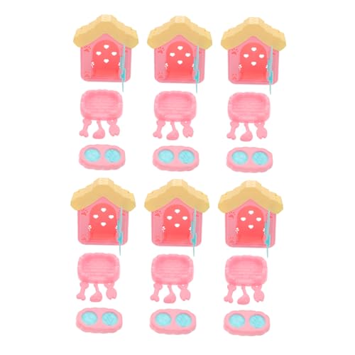 DECHOUS 6 Sets Kinderspielzeug Hundenapf Miniatur Hundehütte Mini Hundehütte Hundehütte Kunststoff von DECHOUS