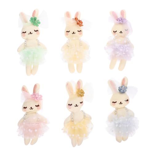 DECHOUS 6 Stück Baumwolle Gefüllte Kaninchenpuppe Bär Süßes Schweinchen Häschen Kostüm Figur Plüsch Kleines Gefülltes Einhorn Gefüllte Häschen Massentiere Cartoon Babypuppe DIY von DECHOUS