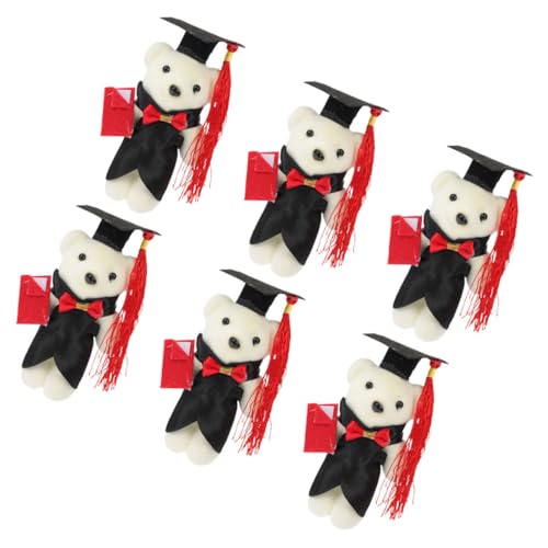 DECHOUS 6 Stück Dr. Bärenpuppe Flauschige Bärenspielzeuge Favorisieren Plüschbärchen Tragen Grad Erinnerungsstücke Für Die Abschlussfeier Abschlussbereitungen Kompakt Sachen Mini Polyester von DECHOUS