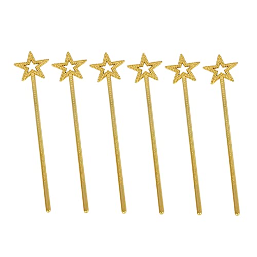 DECHOUS 6 Stück Feenstab Prinzessin Zauberstab Kostüm Dekorationen Feenflügel Für Geburtstag Glühen Beute Für Mädchen Stern Party Erste Farben Zauberstäbe Golden von DECHOUS