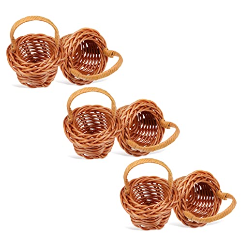 DECHOUS 6 Stück Gewobener Korb Baumwolle Geflochtener Handkorb Weiden Rattan Miniaturkörbe Kleiner Korb Kleiner Blumenmädchenkorb Blumen- Rustikal Dekoration Seegras Stoff Gewebte Plastik von DECHOUS