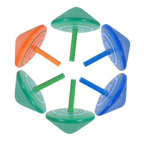 DECHOUS 6 Stück Hölzerner Kreisel Zirkus Bunter Kreisel Spiel Dreidel Spinning Top Toy Bunte Holzplatten Bemalte Holzplatten Drehbare Tischplatten Aus Holz Spinnen Aus Holz von DECHOUS