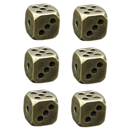 DECHOUS 6 Stück Messingwürfel Spiel Party The Game Games dice Set Stabwürfel Prop kleine Würfelstütze dekorative Bastelwürfel aus Messing Karneval -Stütze Retro- von DECHOUS