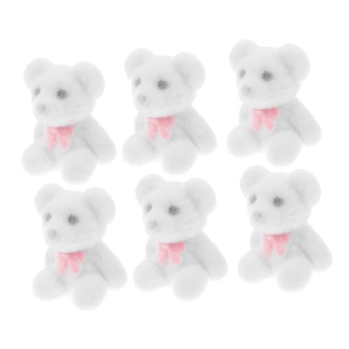 DECHOUS 6 Stück Mini-bärpuppe Kleine Bären Mini-flockbären Minibären Masse Minibären Für Die Babyparty Geburtstags-minibär Weiß PVC von DECHOUS