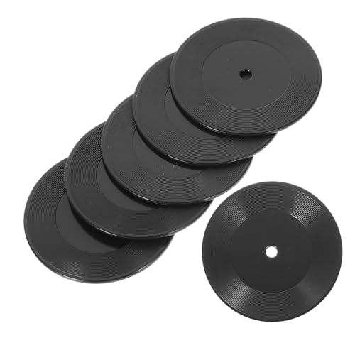DECHOUS 6 Stück Mini-rekordmodell Babypuppe Tragbar Puppenhaus Mini-Puppen-schallplatten Drehscheibe Miniaturen Für Puppenhäuser Miniatur-Schallplatte Mädchen Black Plastik von DECHOUS