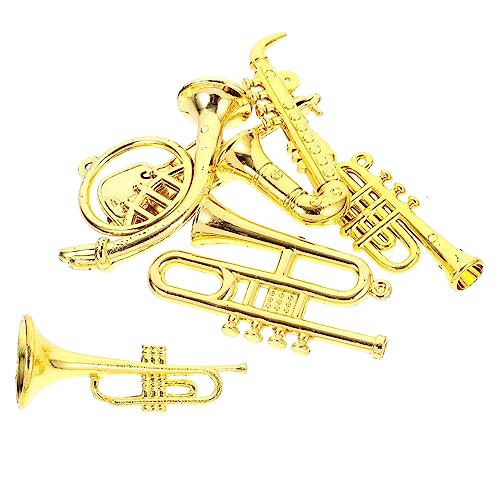 DECHOUS 6 Stück Miniaturinstrumente Party Weihnachten Miniaturen Realistisch Musical Puppe Klein Mini-Instrumente Winzige Instrumente Mini-musikinstrumente Golden Plastik von DECHOUS
