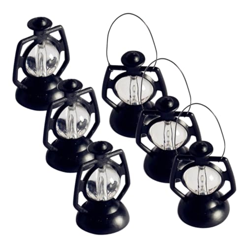 DECHOUS 6 Stück Puppenhaus-Miniatur-Essen-spielszene Petroleumlichtmodell Hängendes Petroleumlampendekor Hausdekoration Hängendes Petroleumlicht Petroleumlampe Dekoration Black von DECHOUS