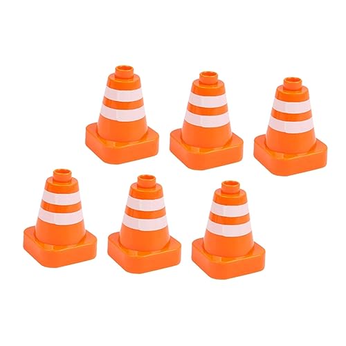 DECHOUS 6 Stück Roadblock Sandtischmodell Mini Kleinkind Straßenkegel Orangefarbene Verkehrskegel Sicherheitskegel Ausbildung Zapfen Simulations-straßensperre Verkehrssperre Abs von DECHOUS